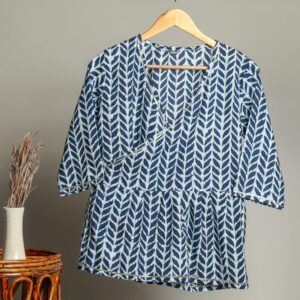 Handmade Block Print Cotton for Women ? Ethnic Floral Printed Top with Long Sleeves